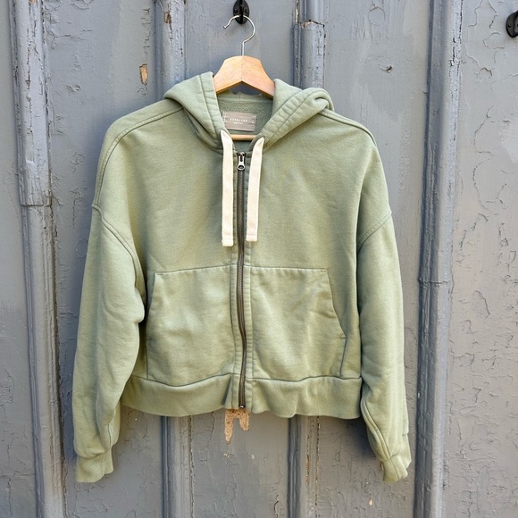 Everlane Seafoam Green The Track Zip Front Crop Hoody, size S - Picture 3 of 11